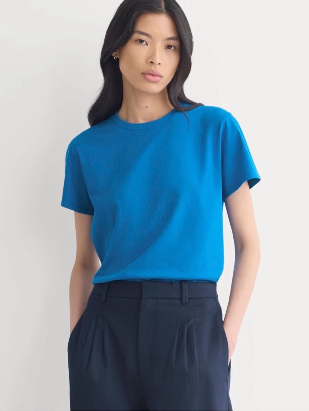 NWOT Everlane box cut Tee in organic cotton short sleeve crewneck blue small